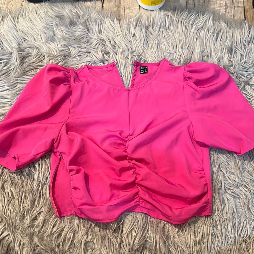 Hot Pink SHEIN Cropped Top